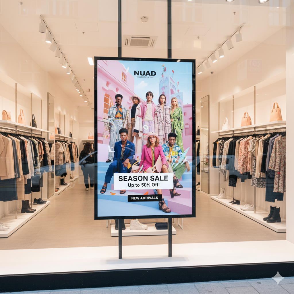 Cartelería digital en tienda de ropa