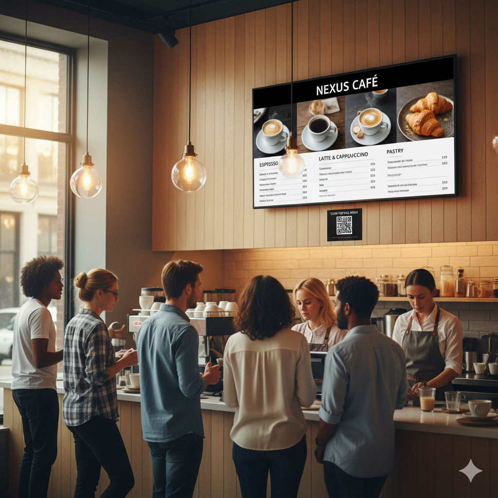 Menú digital en cafetería