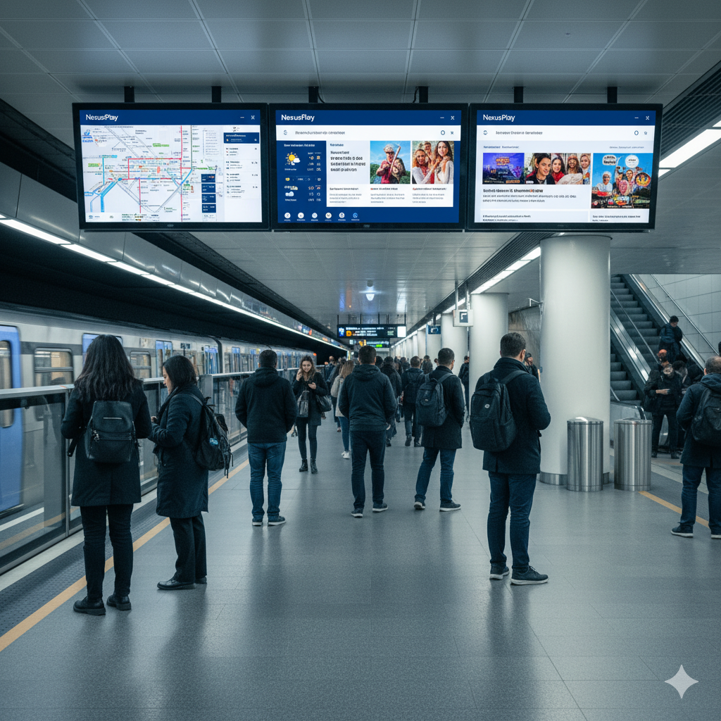 Pantallas informativas en estación de metro